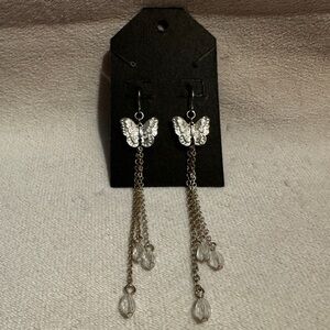 Silver Butterfly Dangle Earrings NWOT
